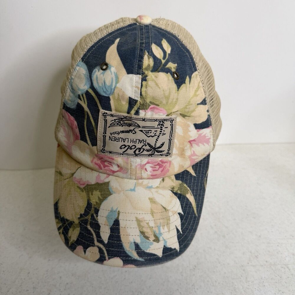 Polo Ralph Lauren Tropical Floral Patch Trucker Strap Hat ERROR CAP RARE